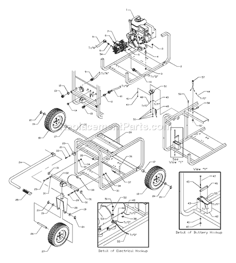 Page B Diagram and Parts List for 1581-0  Briggs and Stratton Pressure Washer